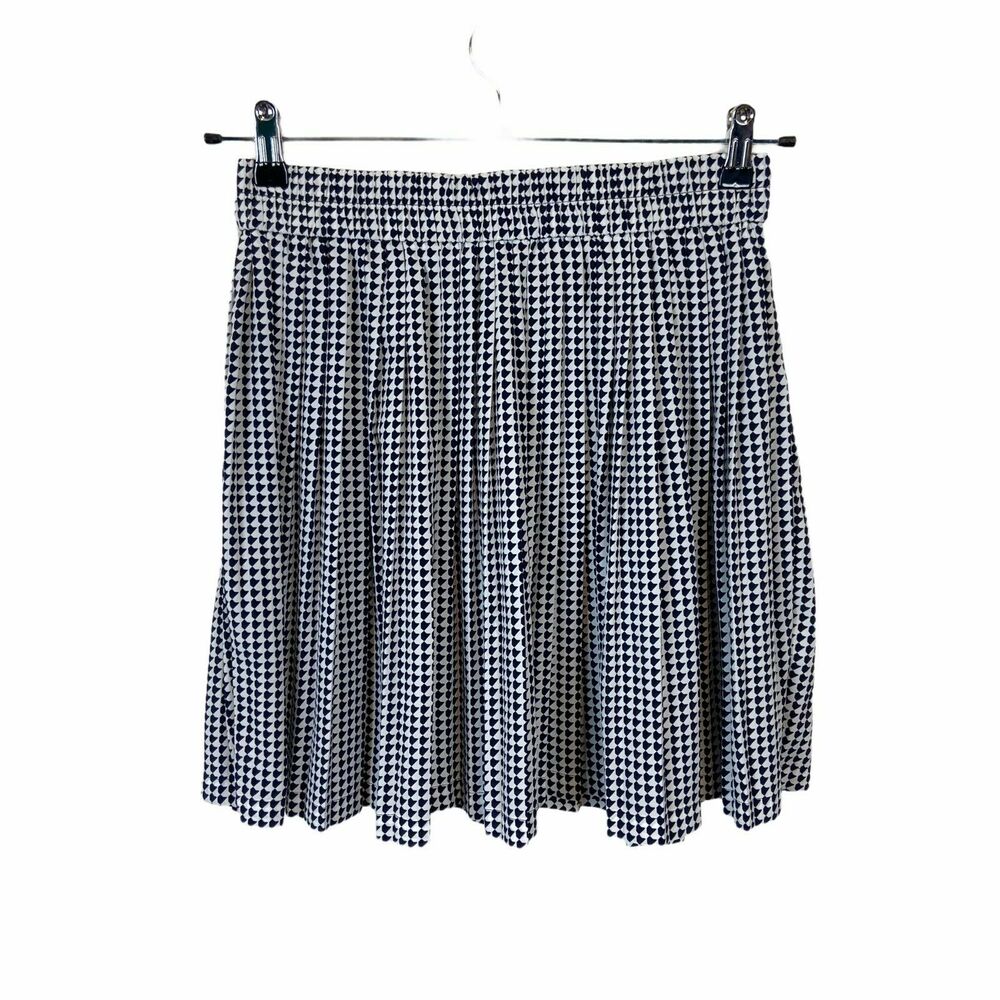 Banana Republic Skirt Preppy Women's Navy White Pleated Elastic Waist Size 6